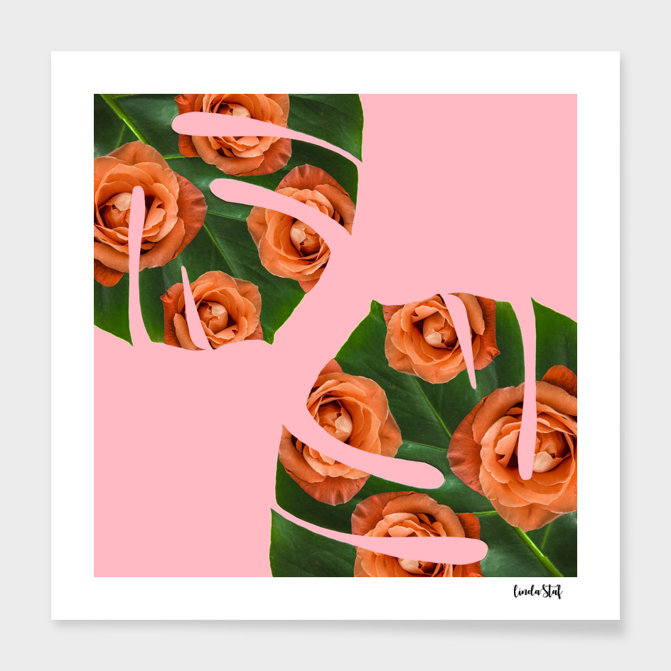 Palm roses on pink