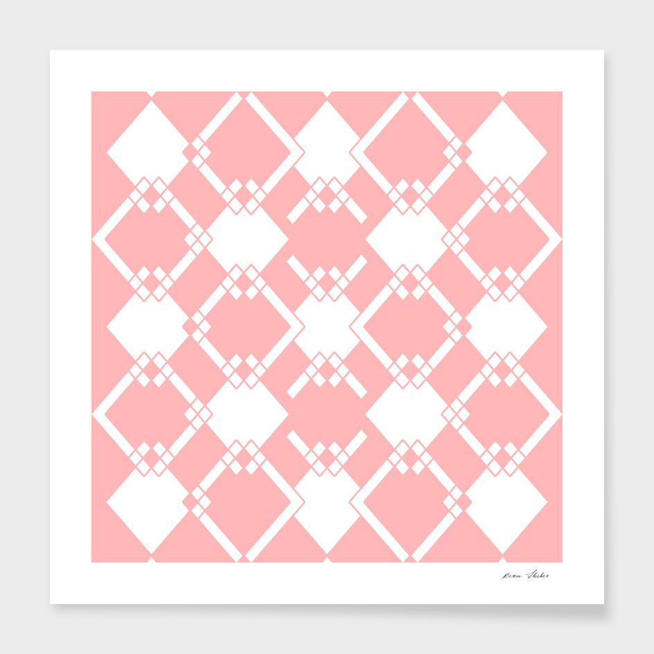 Abstract geometric pattern - pink and white.
