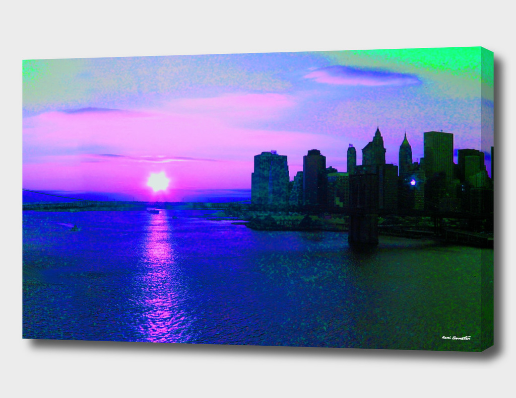 Brooklyn Bridge View New York City Digital Illustration