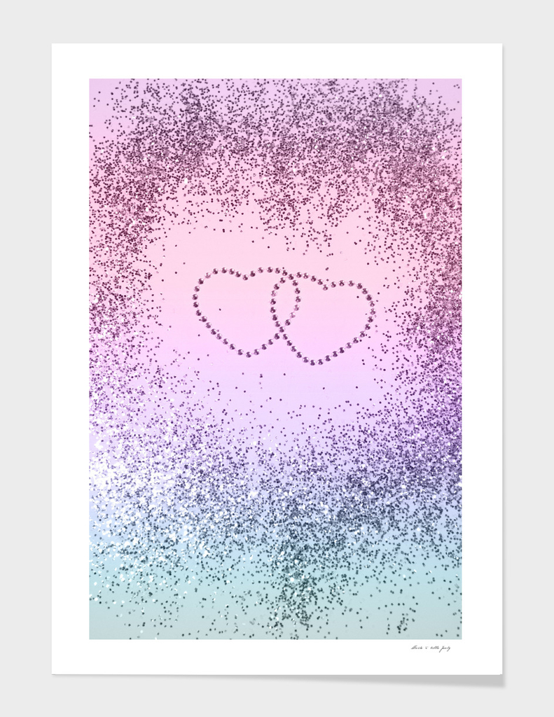 Unicorn Girls Glitter Hearts #1 #shiny #pastel #decor #art