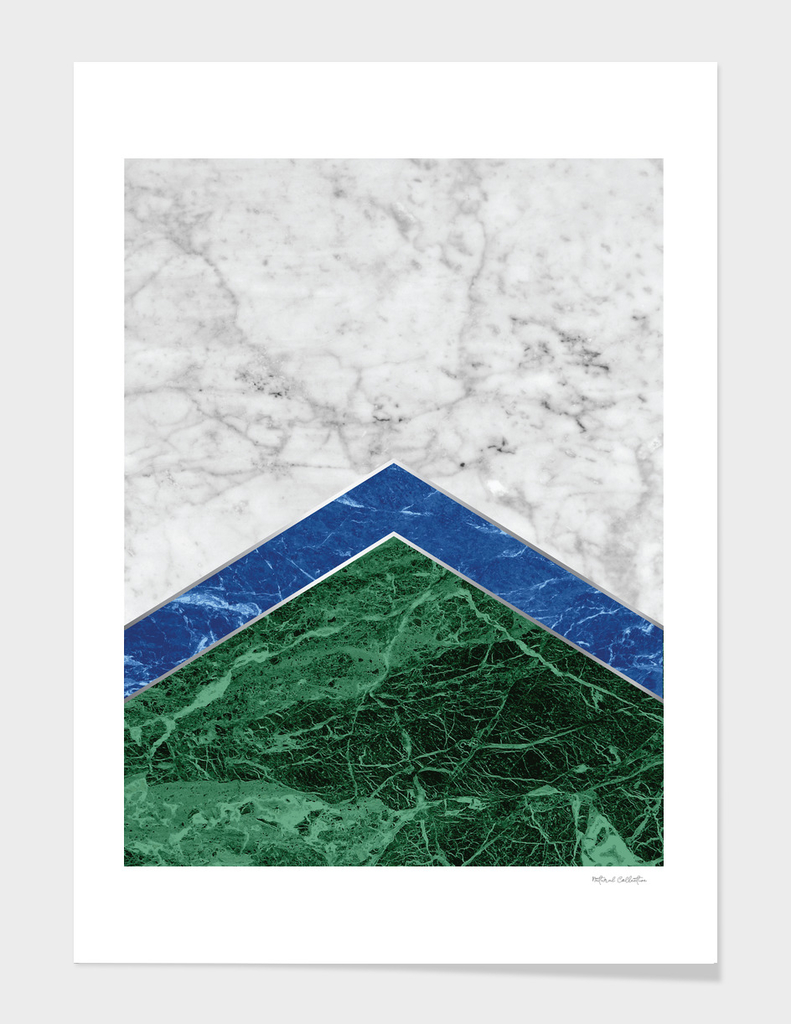 Stone Arrow Pattern - White, Blue & Green Marble #220