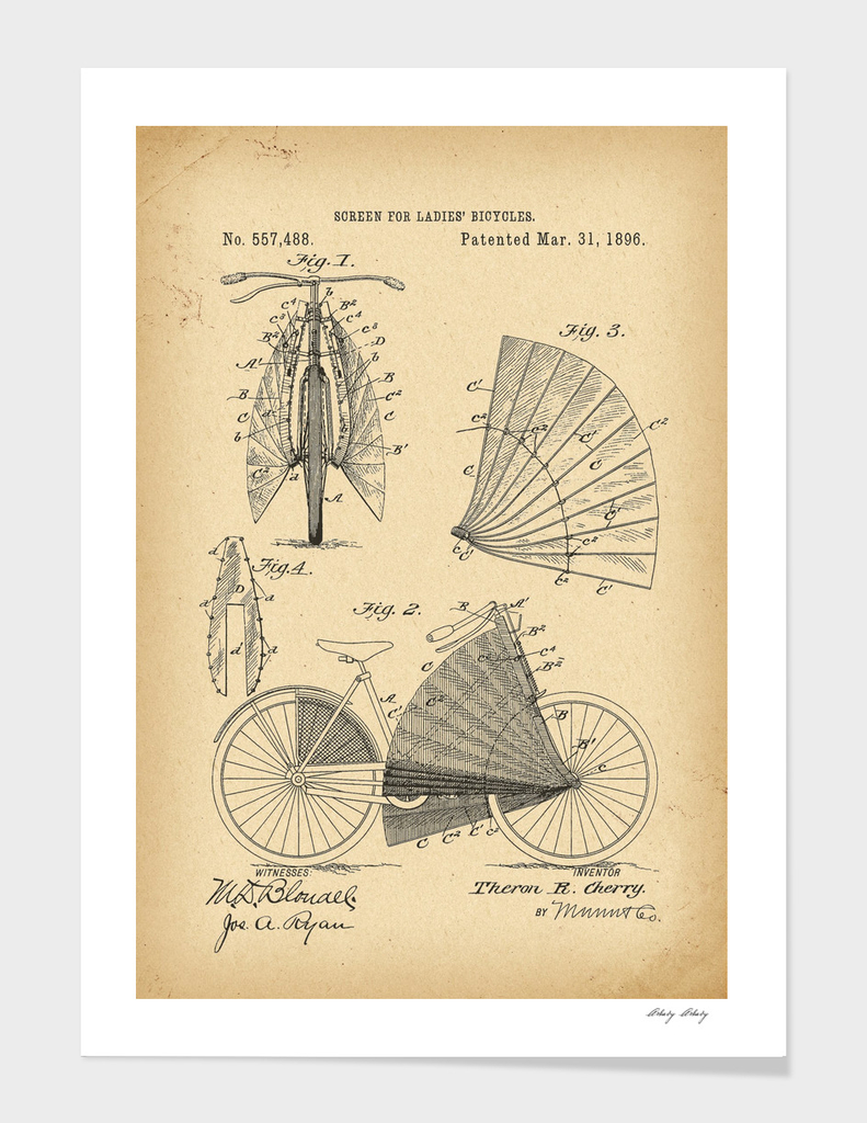 1896 Patent Velocipede Bicycle archival history invention