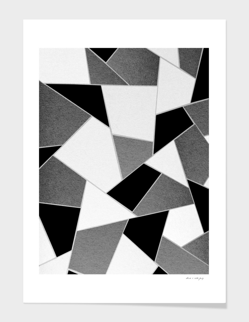 Gray Black White Geometric Glam #1 #geo #decor #art
