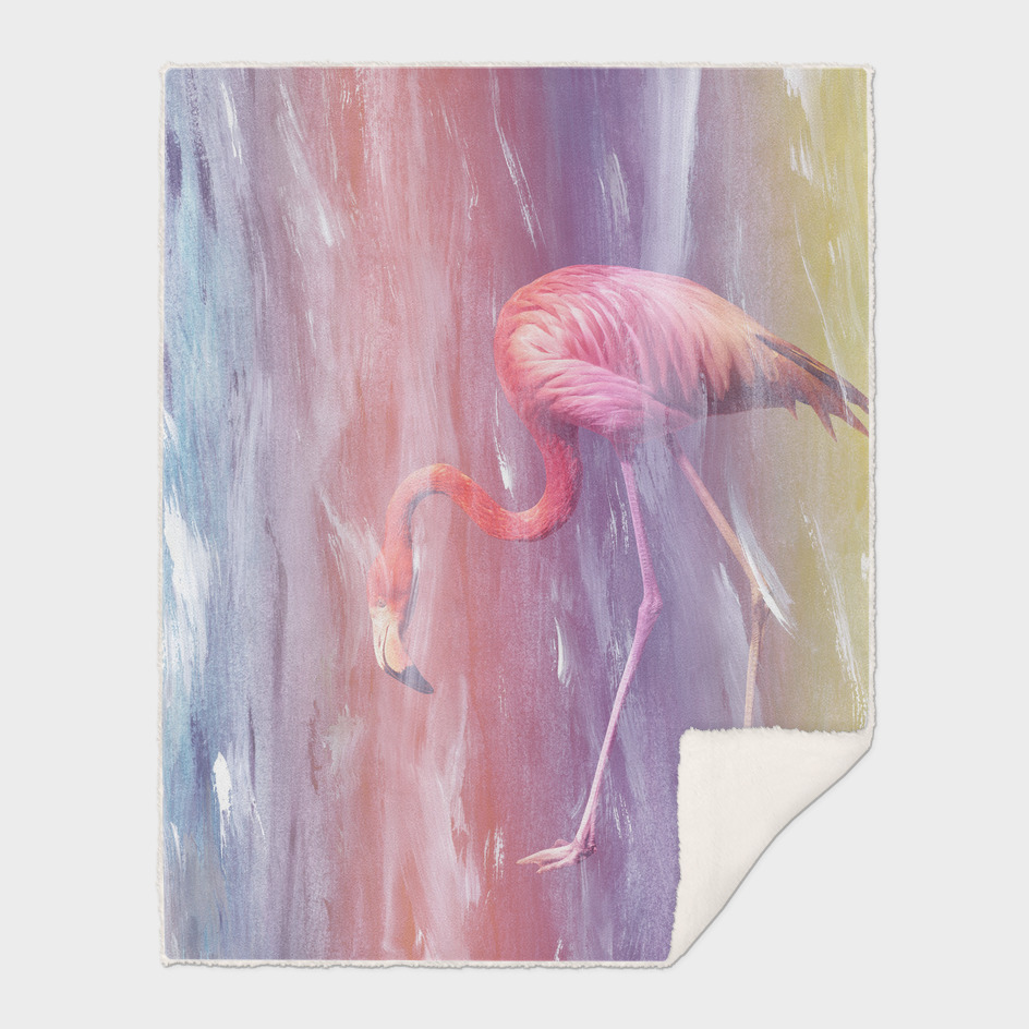 Flamingo in the Colored Rain #1 #tropical #decor #art