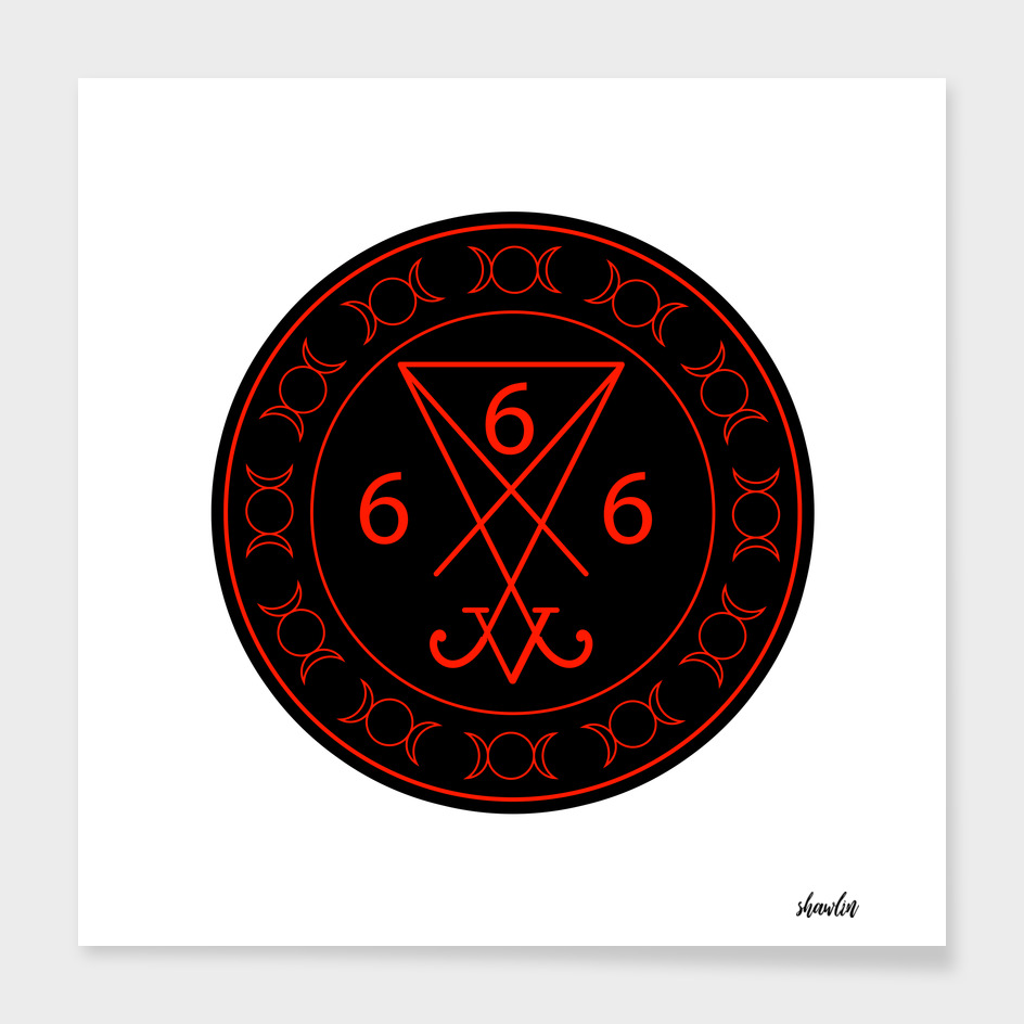 666- with the sigil of Lucifer symbol