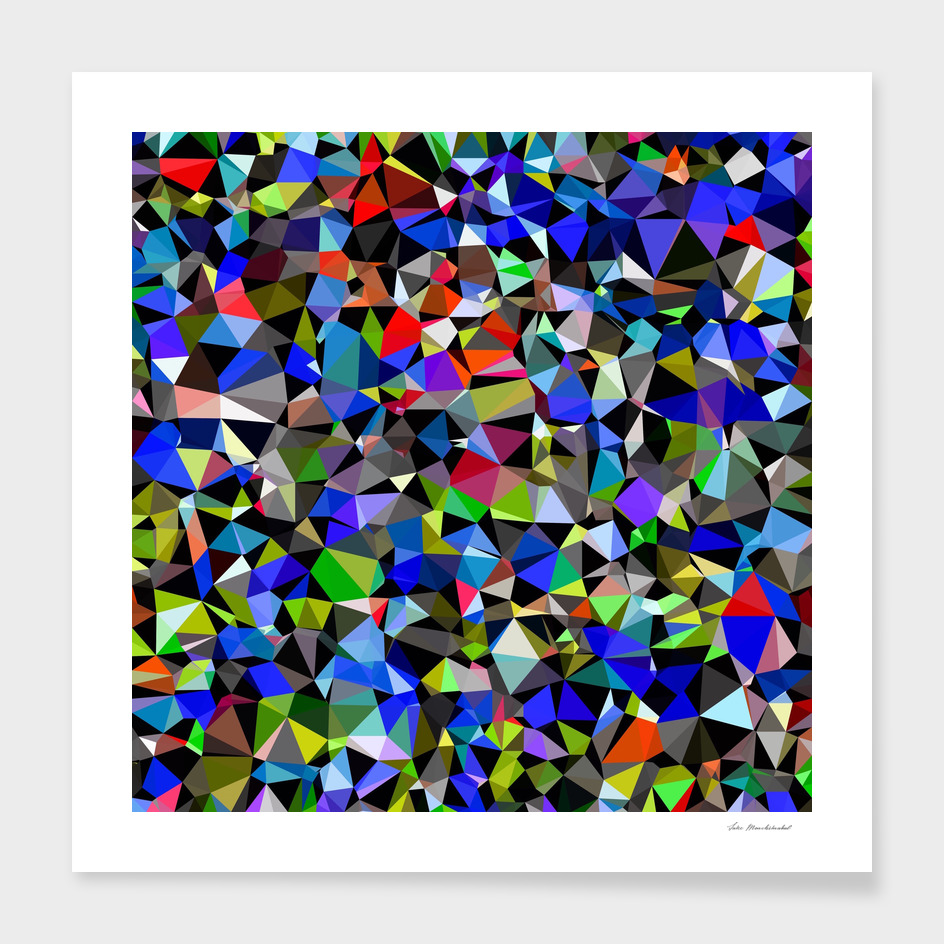geometric triangle pattern abstract in blue green red