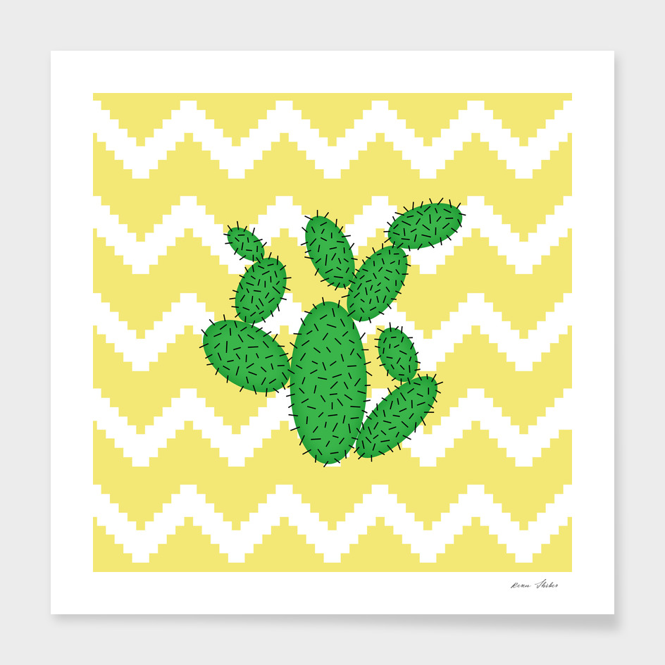 Cactus - geometric pattern - gold.
