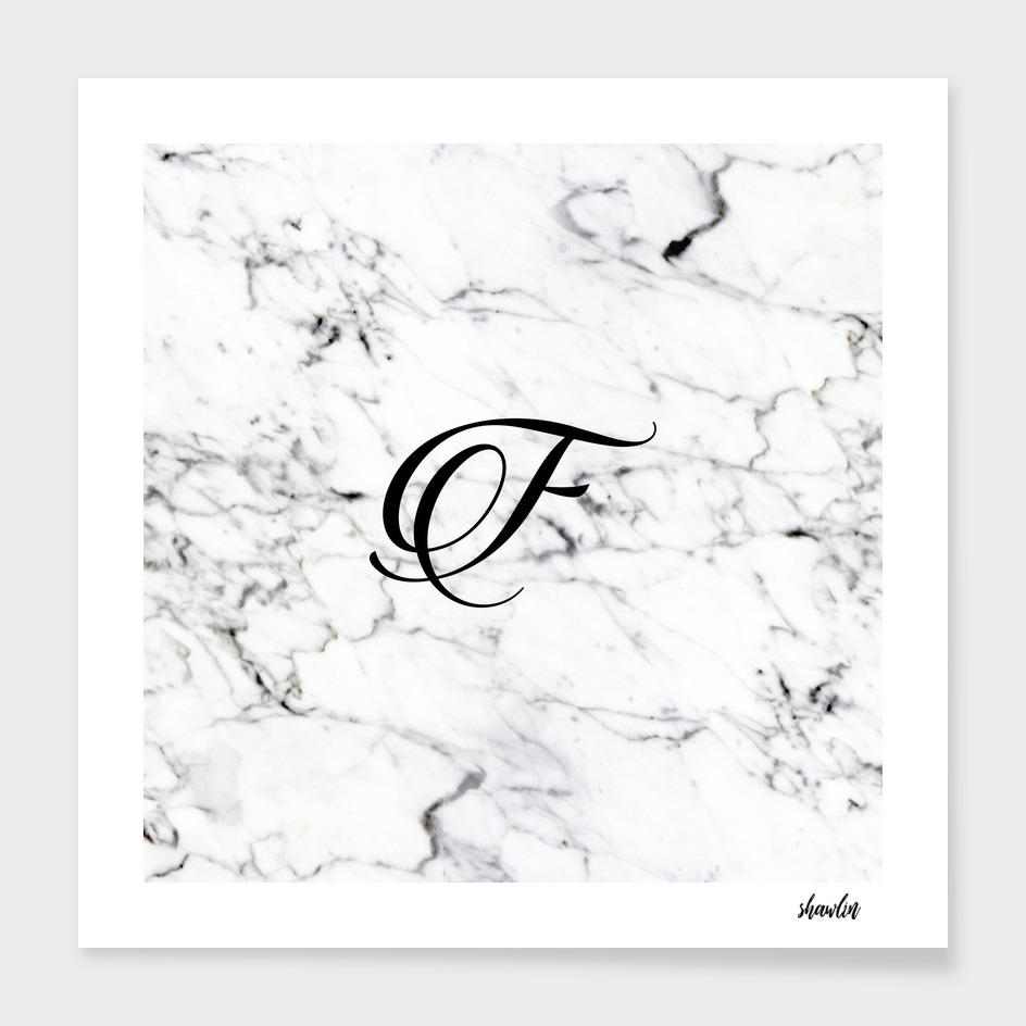 Letter F on Marble texture Initial personalized monogram