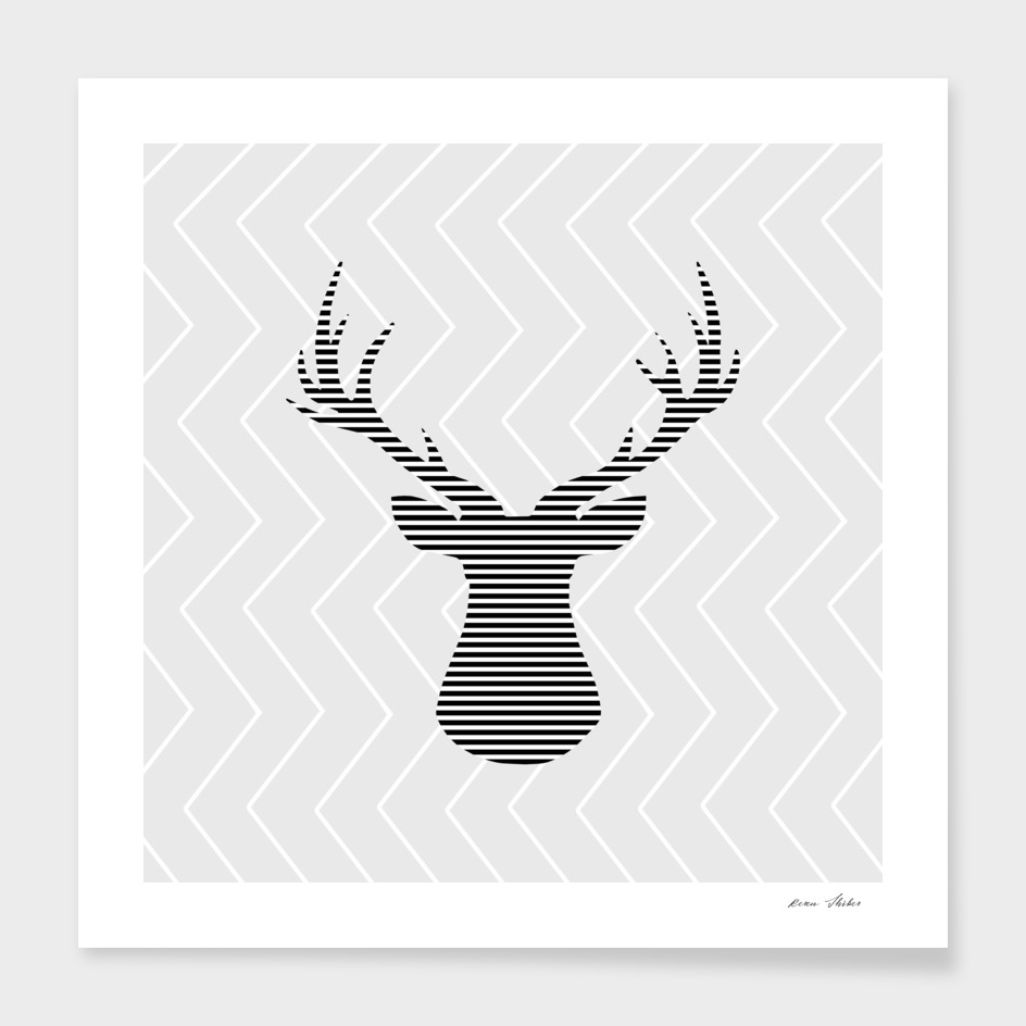 Deer - geometric pattern - gray