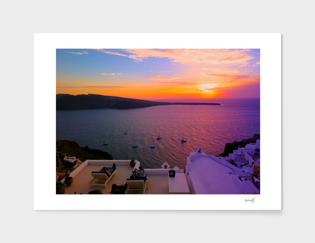 majestic sunset in oia