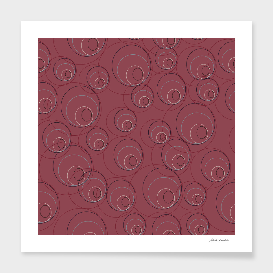 Red Blue Navy and Beige Overlaying Circles on Red