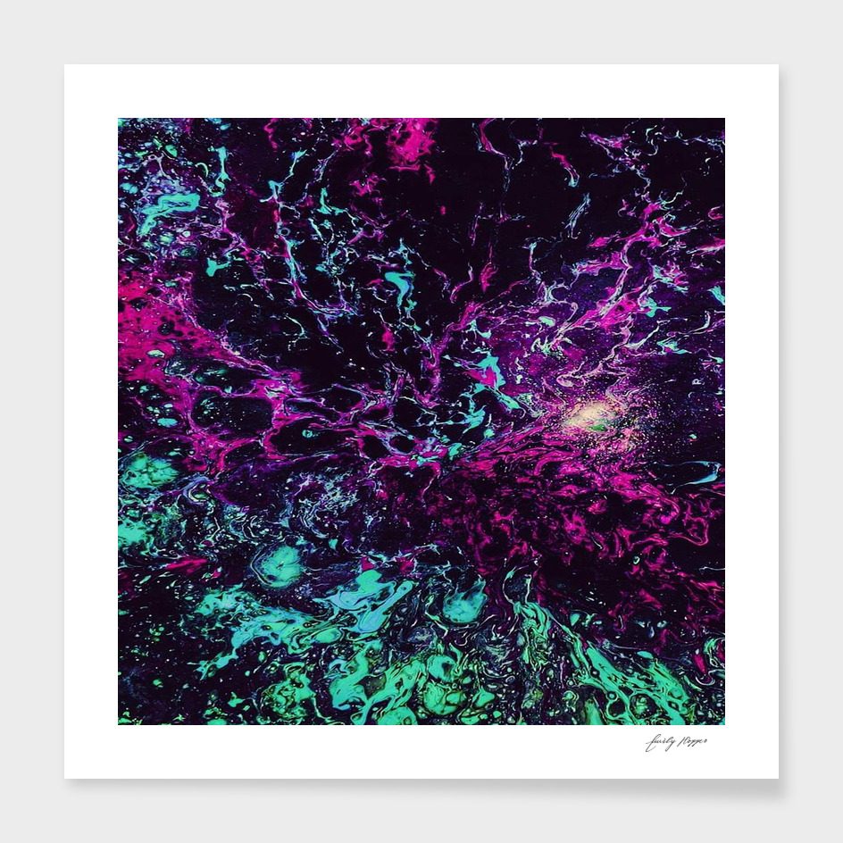 violet galaxy Acrylic Pour Painting on Canvas