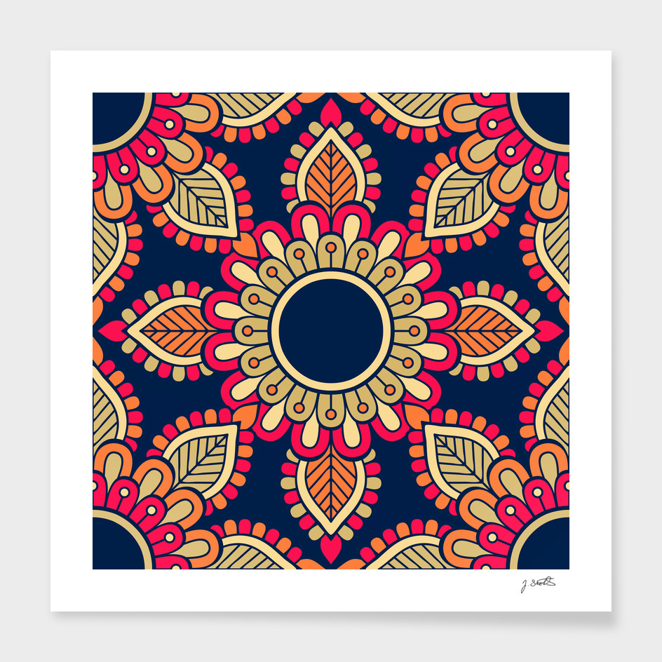 Mandala artwork, Colorful mandala flower No5