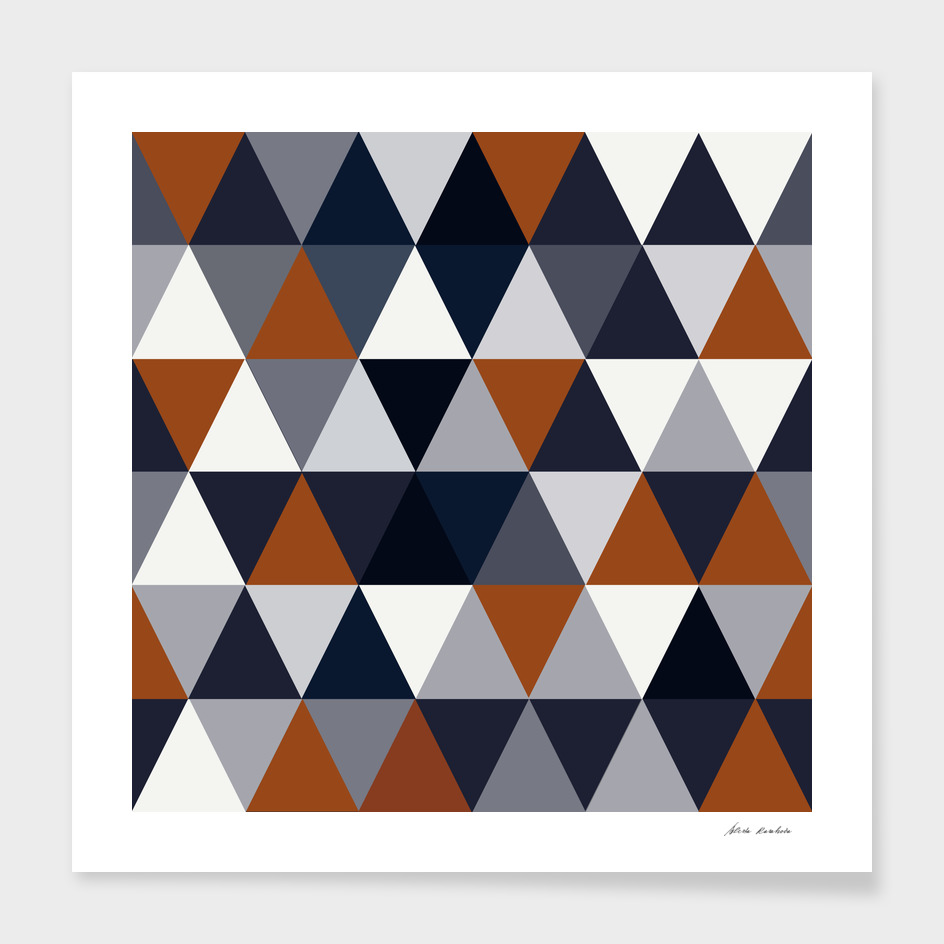 Navy and Rust Triangles I