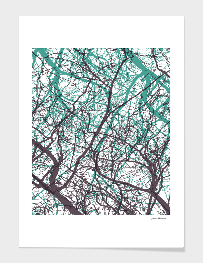 Abstract branches violet mint
