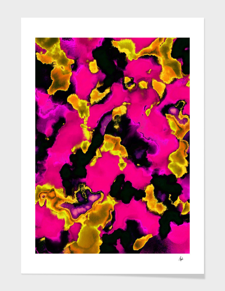 Hot Pink and Gold Marble Abstract