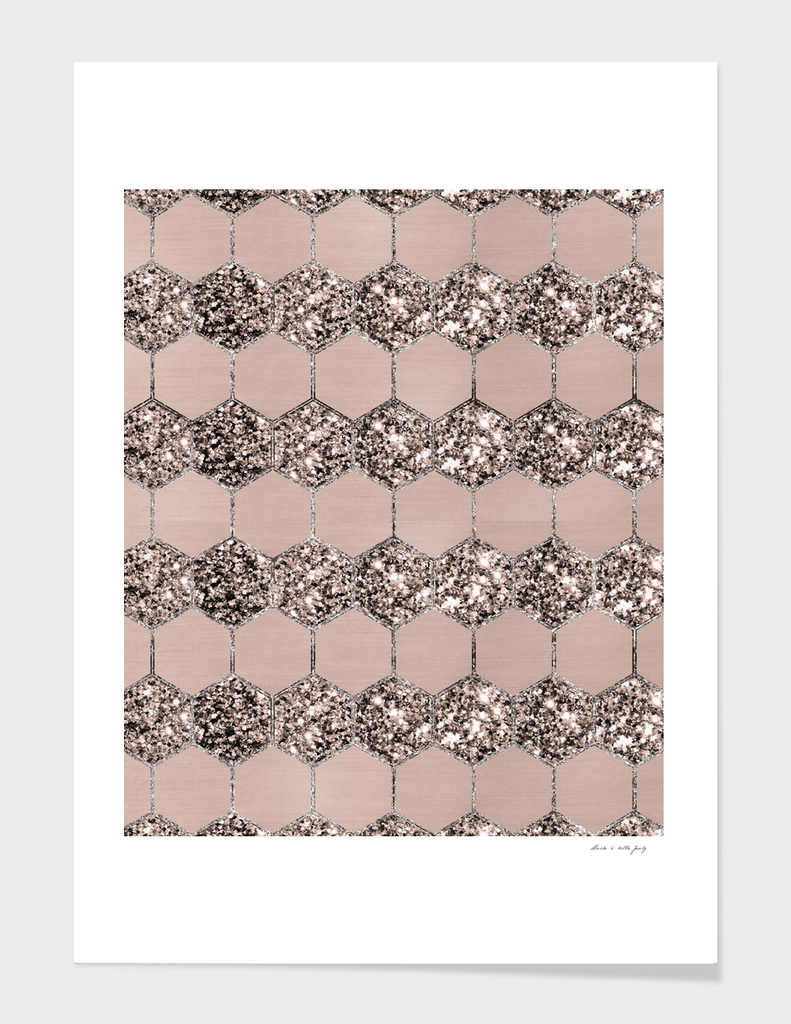 Blush Hexagon Glitter Glam #2 #geometric #decor #art