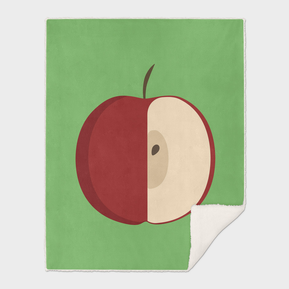 Red half apple icon in flat design