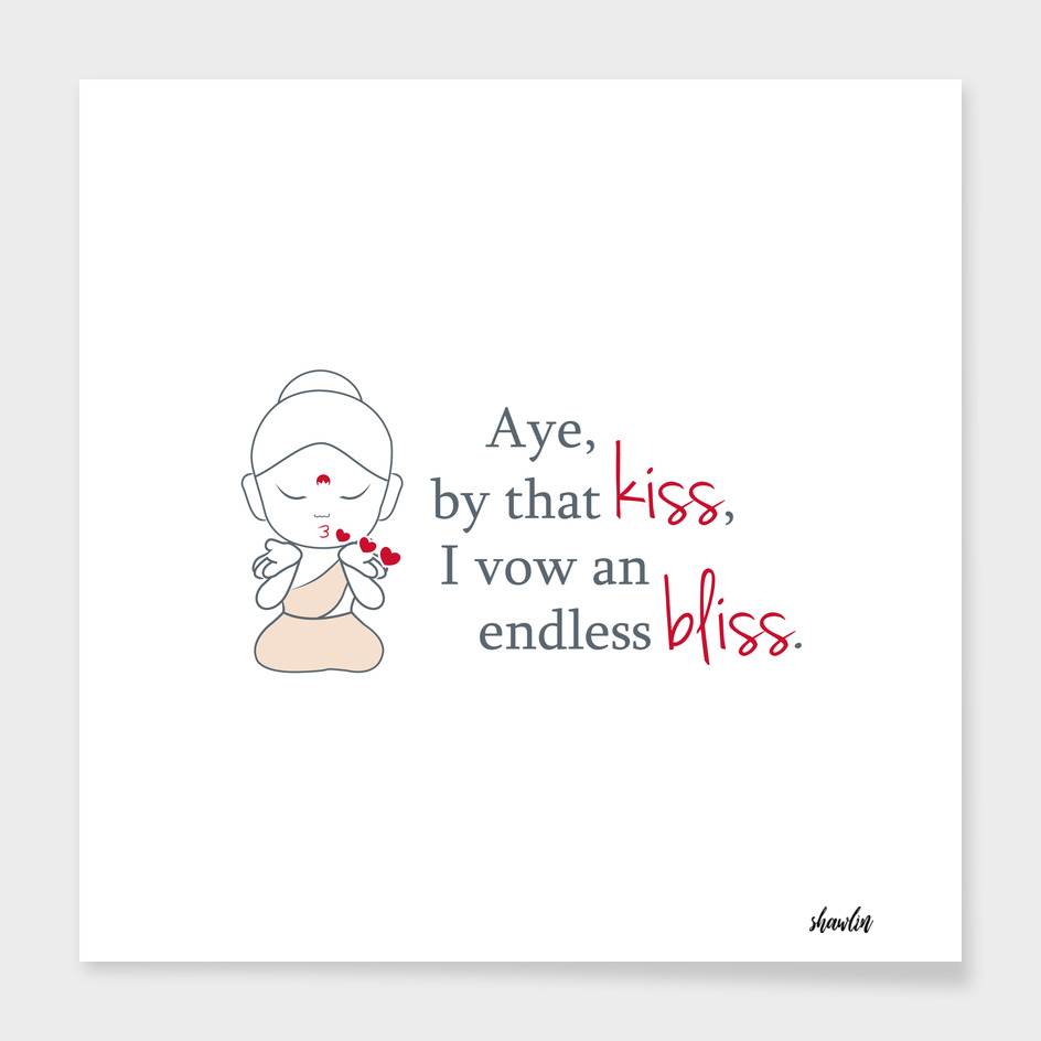 The graphic shows a cute Buddha blowing kisses