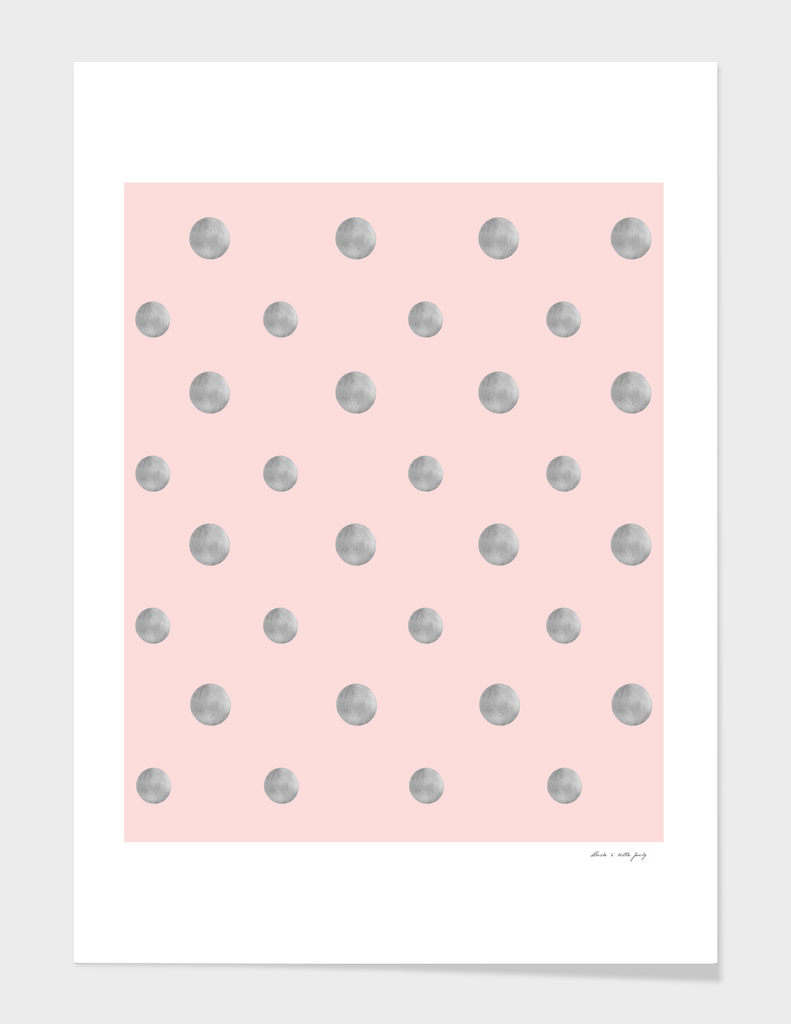 Happy Polka Dots Silver on Blush #1 #decor #art