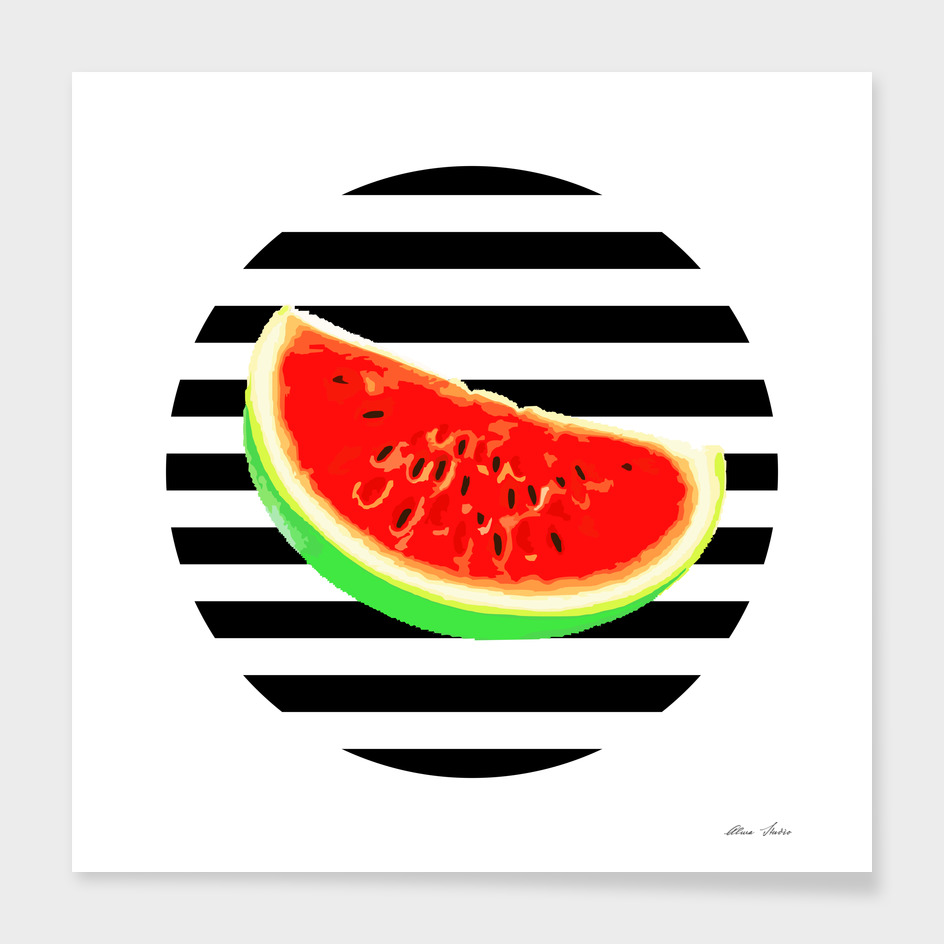 Watermelon, black stripes, Summer Poster, Summer T-shirt