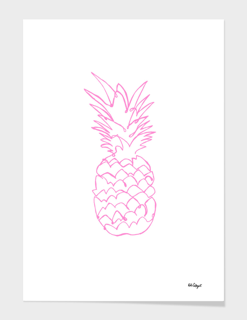 single line pink pineapple