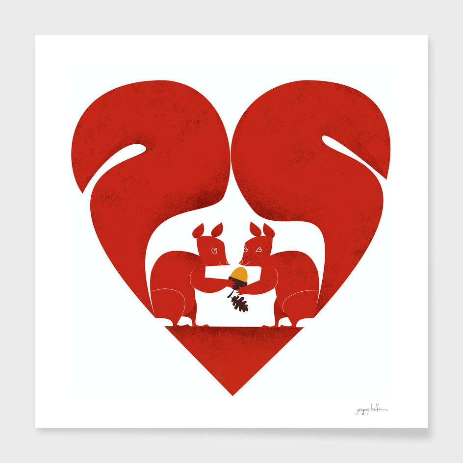 St Valentine Squirrel Lovers in Red