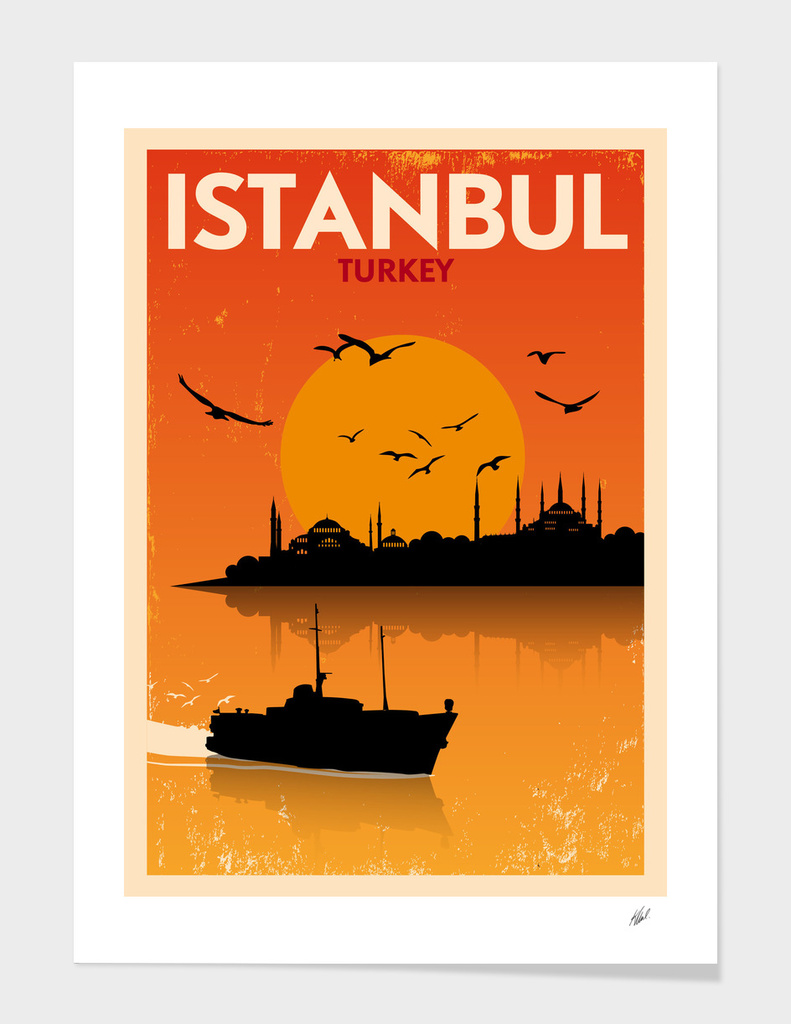 Retro Istanbul Skyline Poster