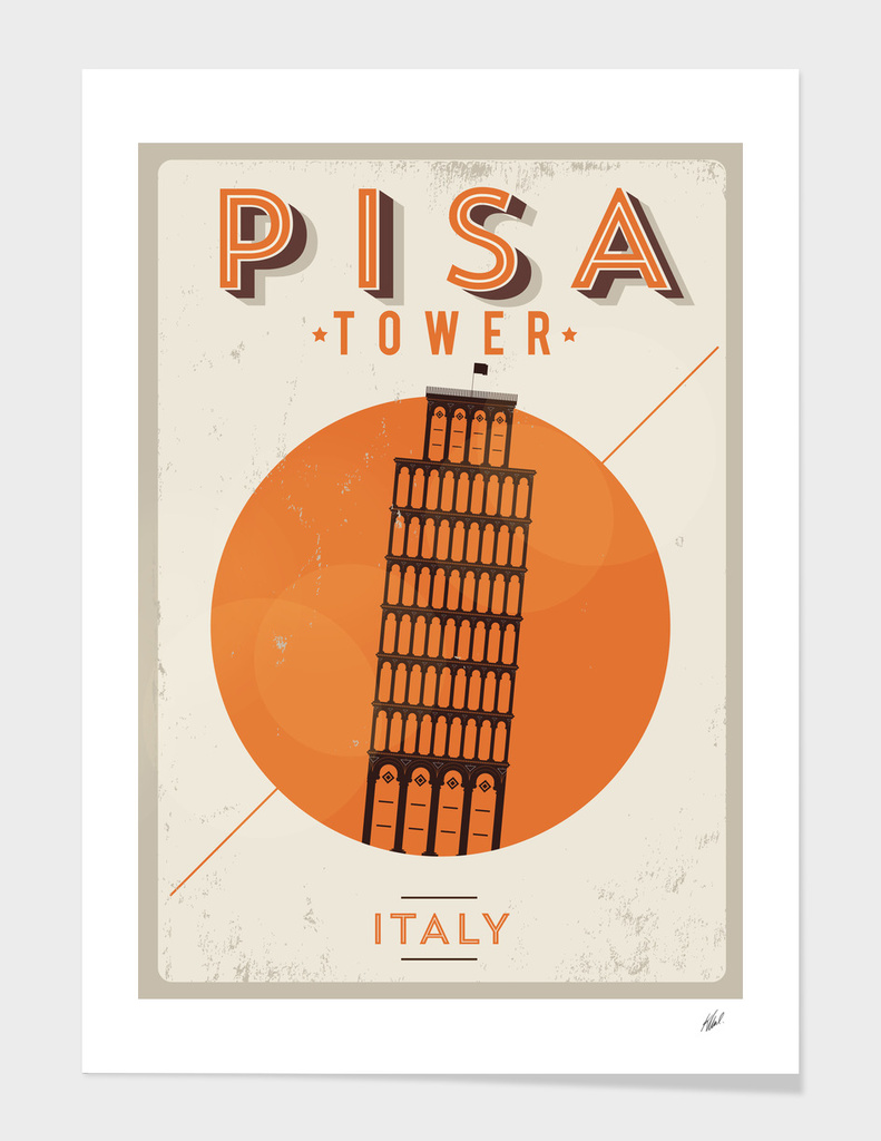 Vintage Pisa Tower Poster Design