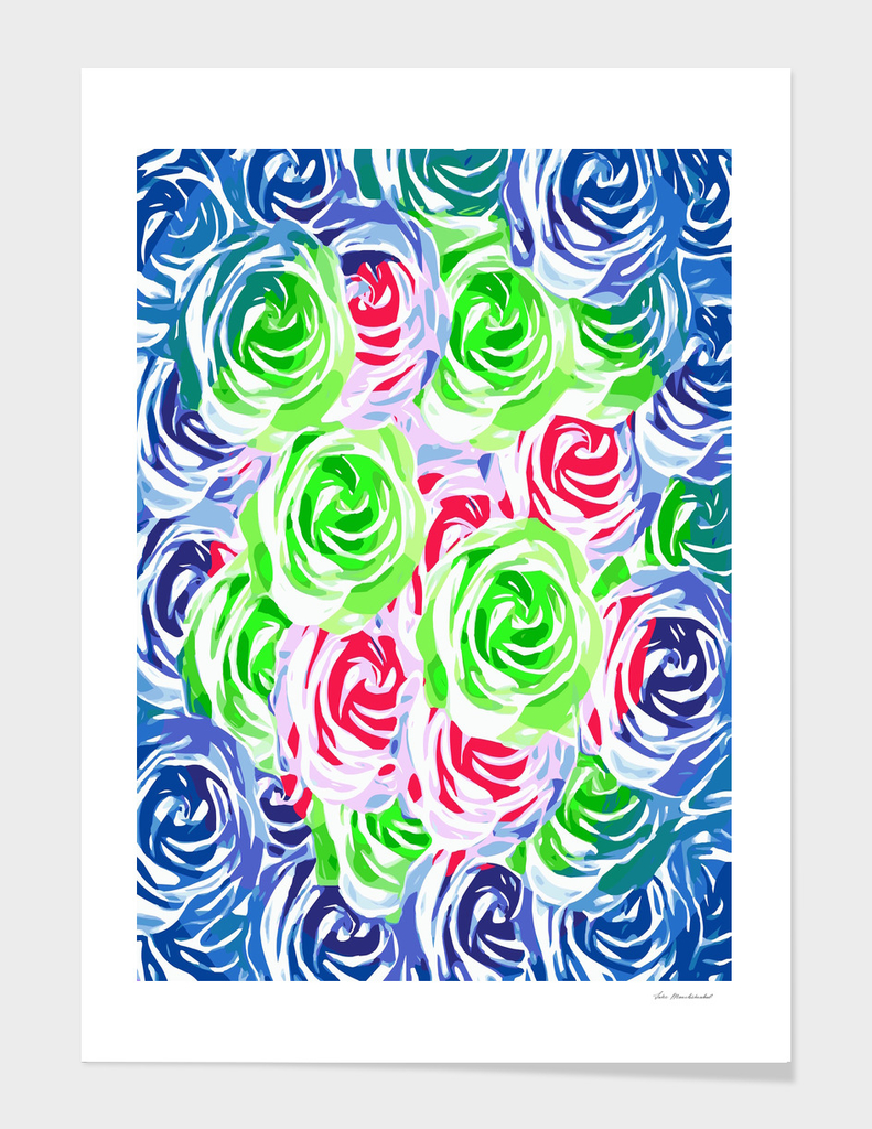 rose texture pattern abstract in blue red green