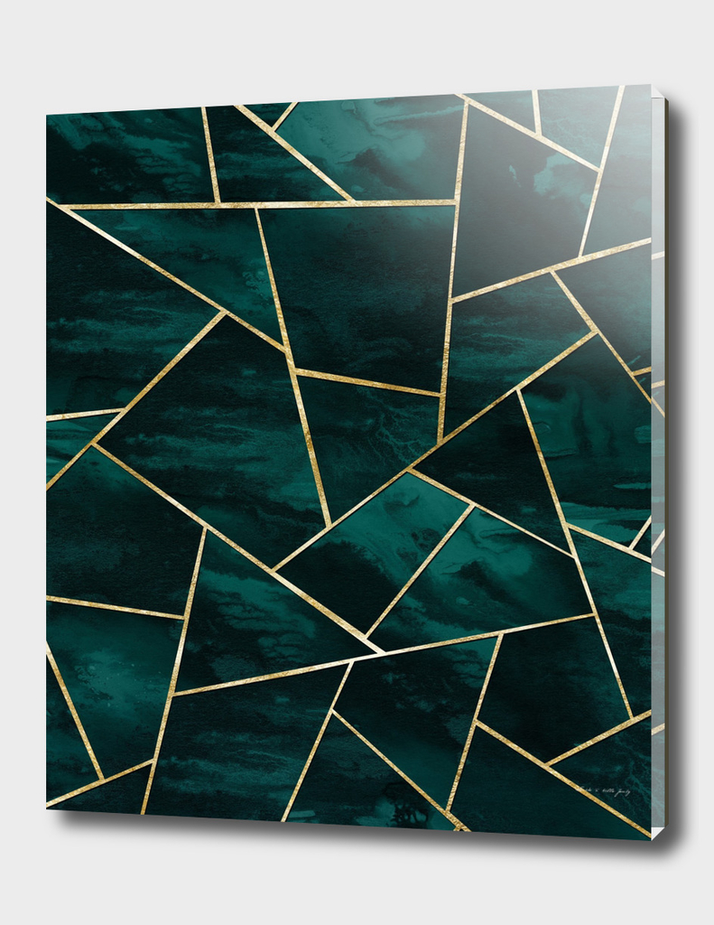 Dark Teal Ink Gold Geometric Glam #1 #geo #decor #art