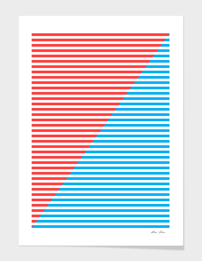 Geometric, Abstract, blue and red stripes