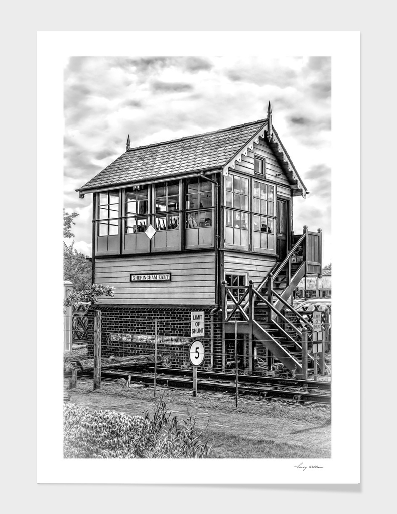 Signal Box in Black and White