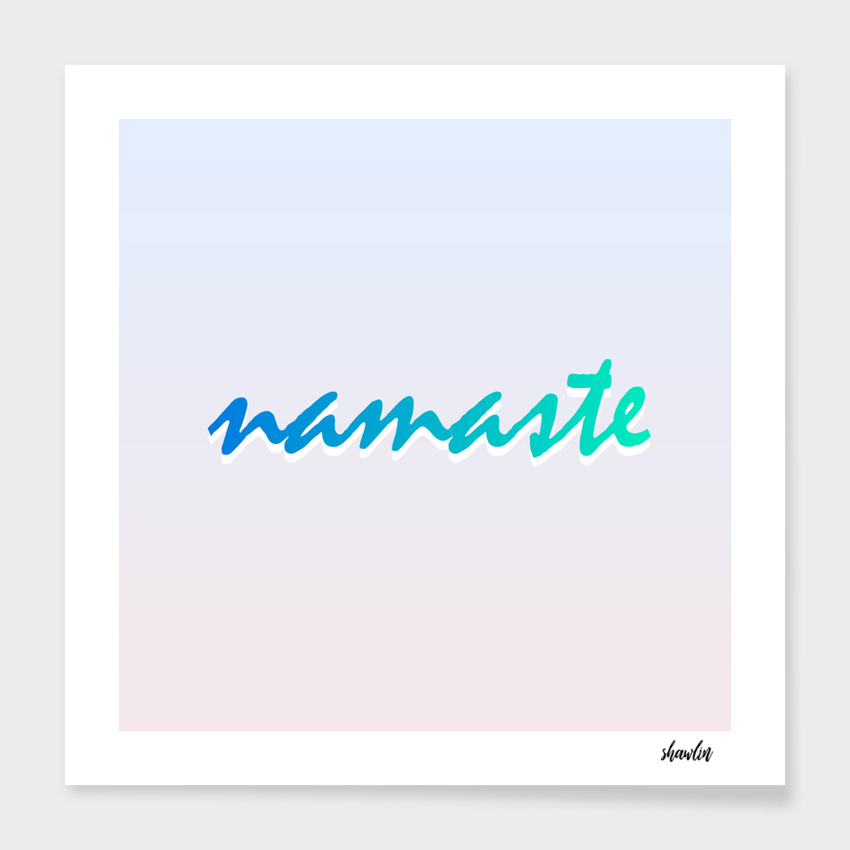 Namaste lettering in calming green colors
