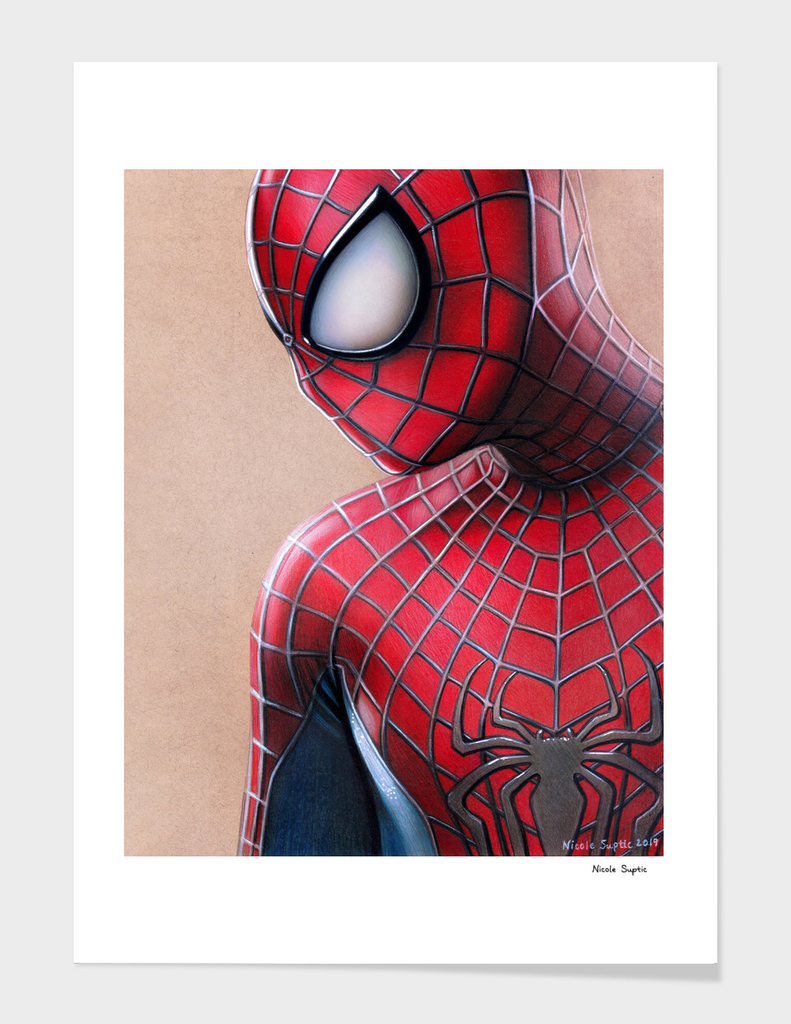 Spiderman Drawing in Colored Pencil