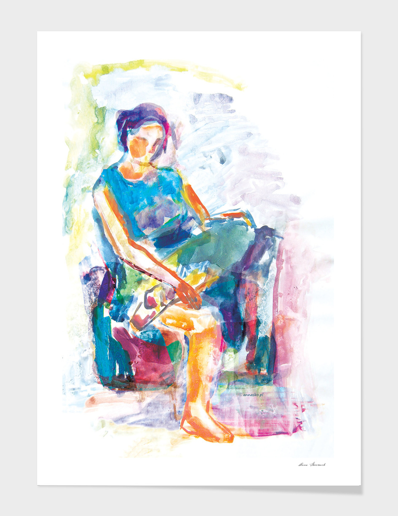 Woman in an armchair 6 watercolor