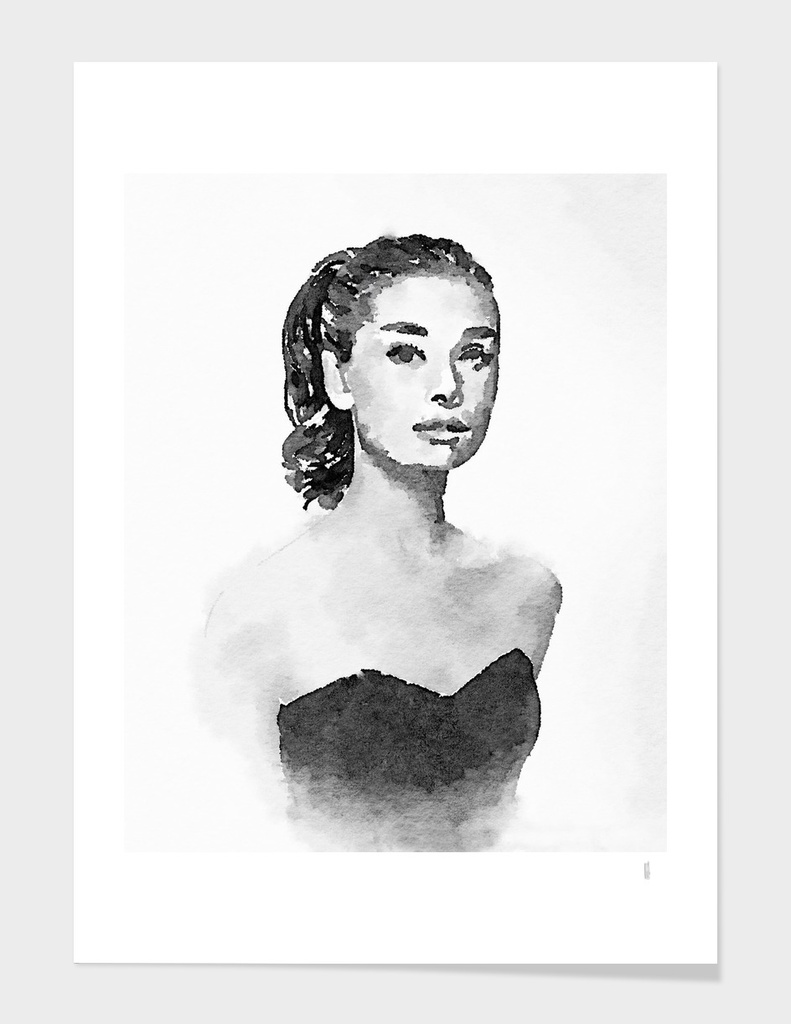 Audrey Hepburn watercolor portrait