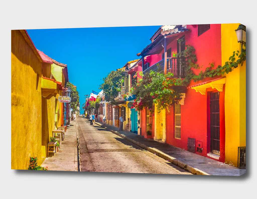 Traditional Street in Cartagena de Indias, Colombia