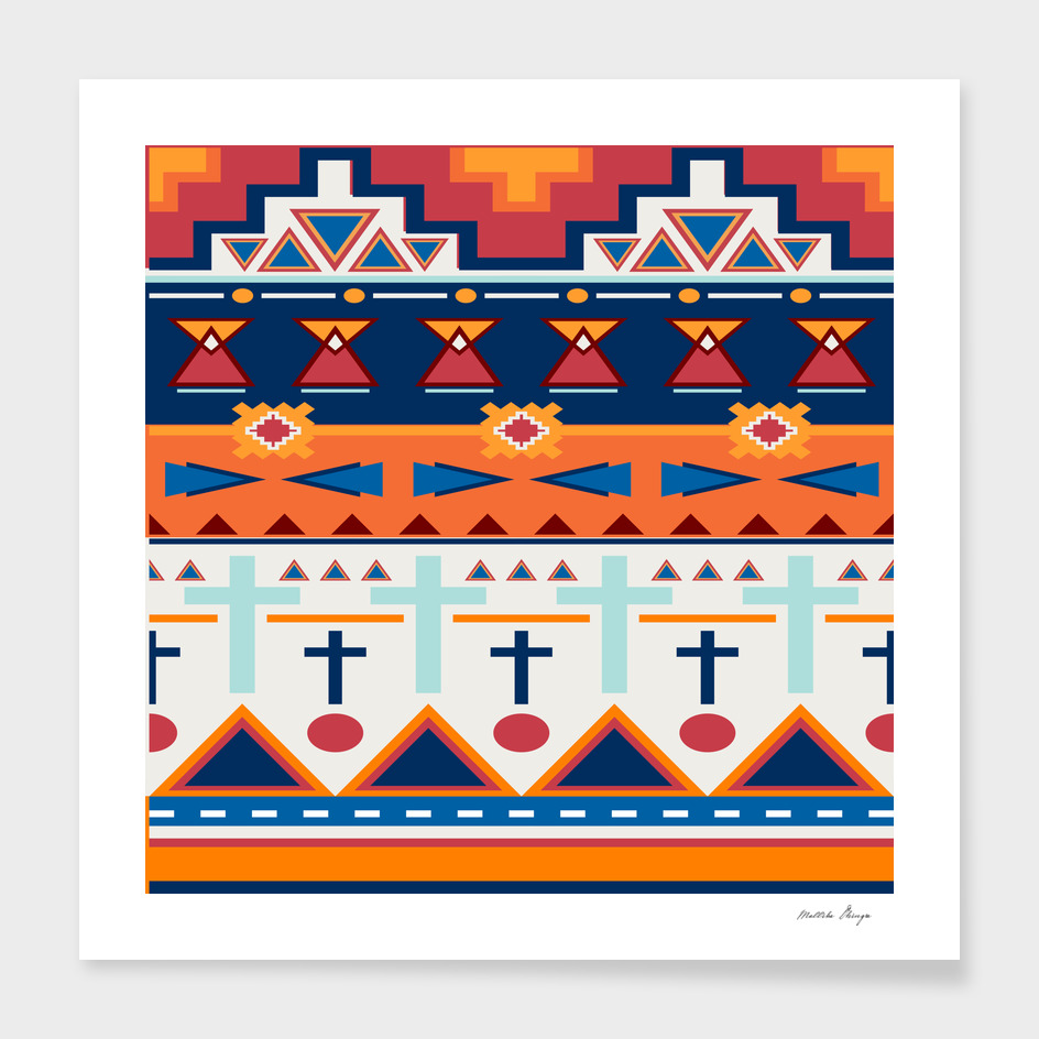 orange aztec print