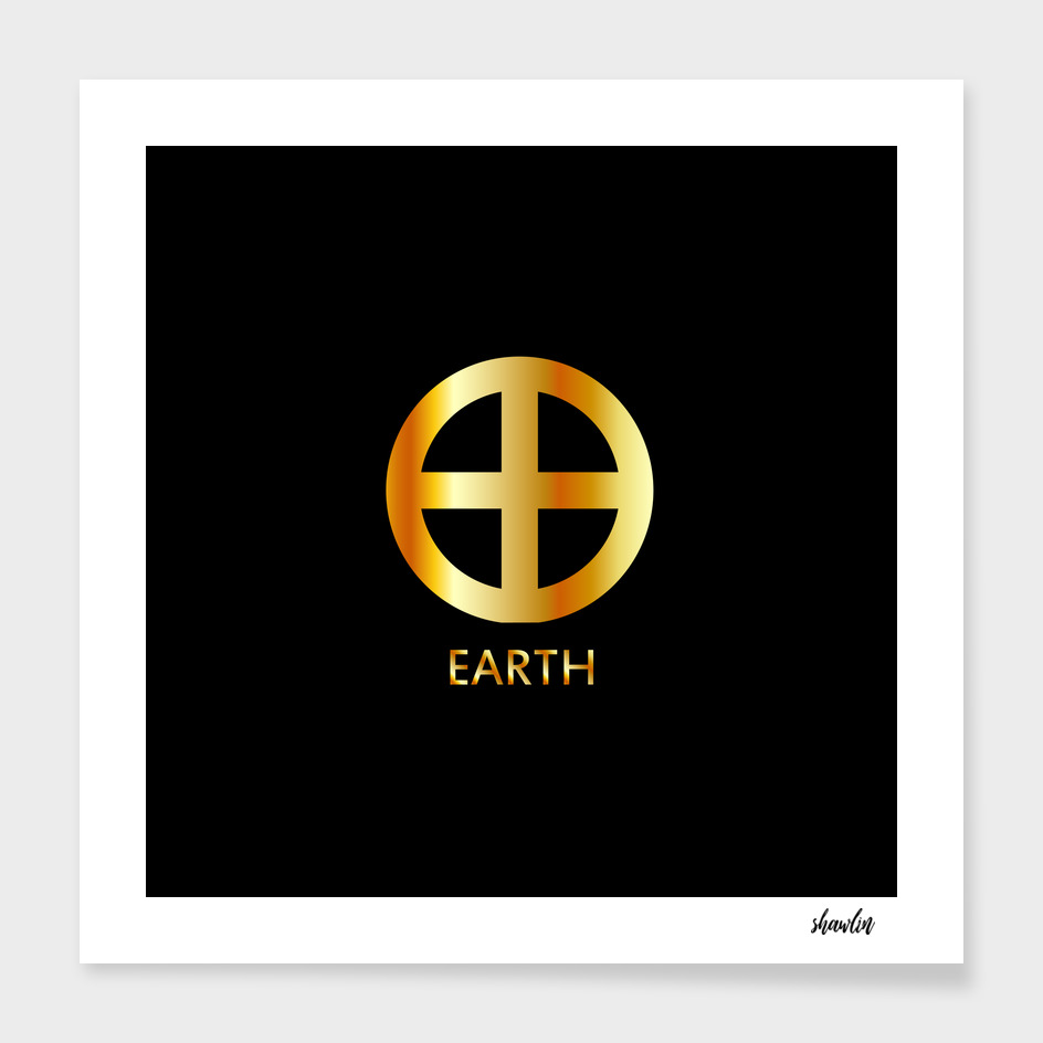Zodiac and astrology symbol of the planet Earth in gold