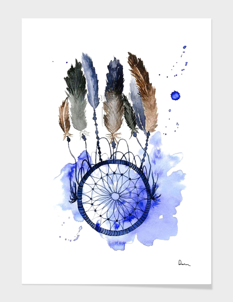 Dreamcatcher Watercolor Painting Dream Feather