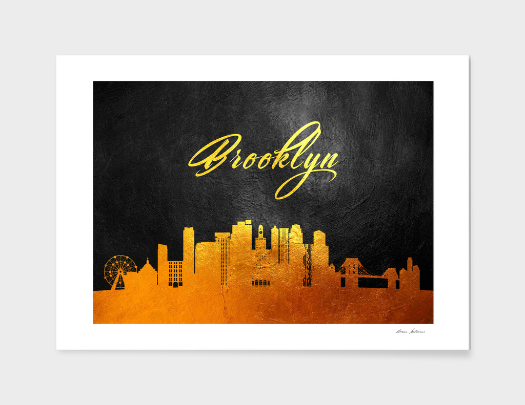 Brooklyn New York Gold Skyline