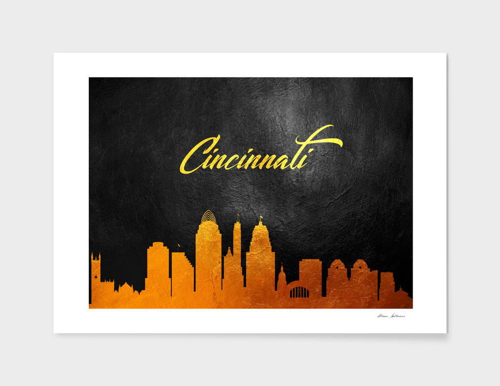 Cincinnati Ohio Gold Skyline