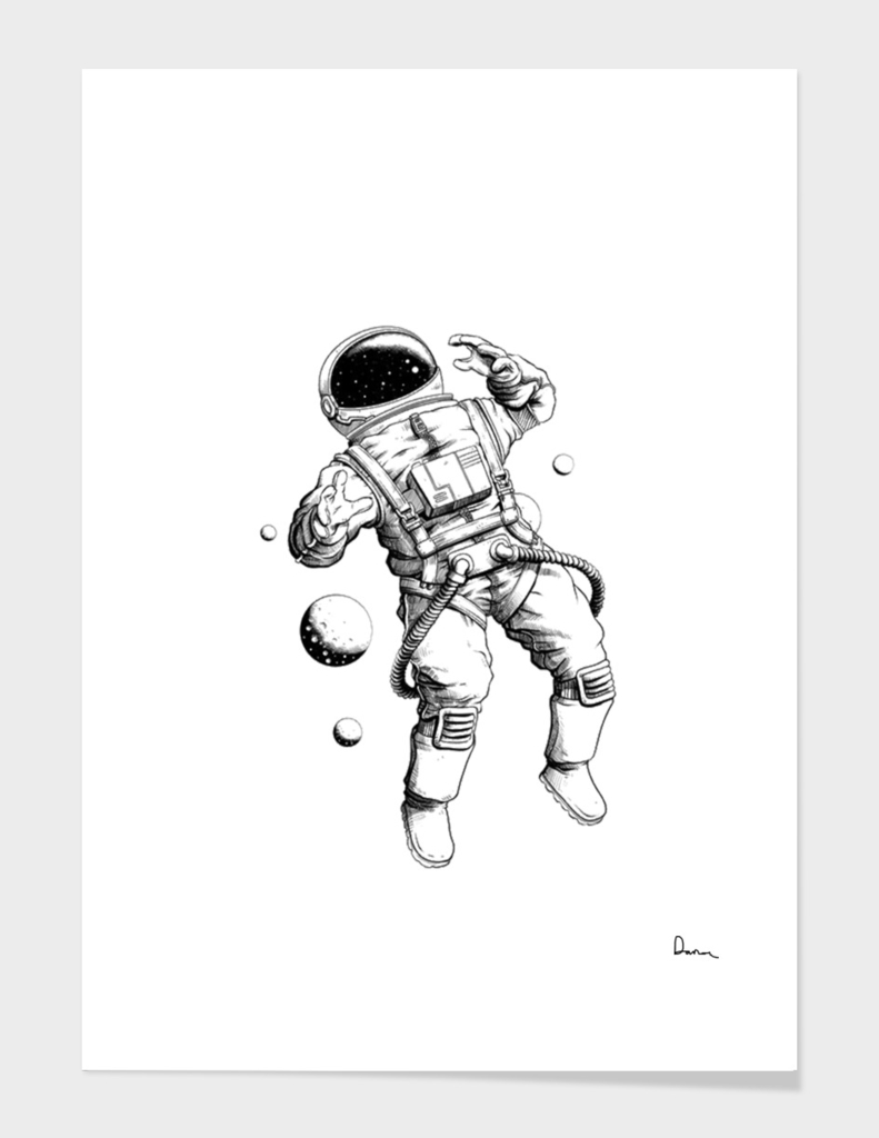 astronaut drawing tattoo illustration
