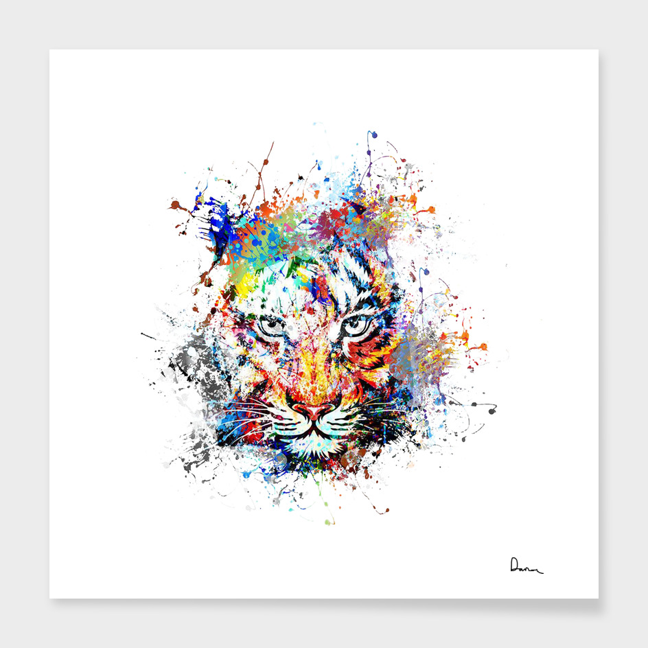creative color ink splash tiger avatar