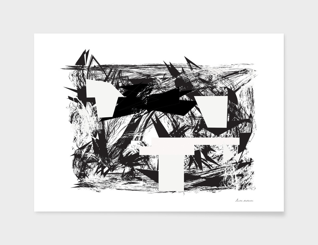 Abstract white rectangles in black