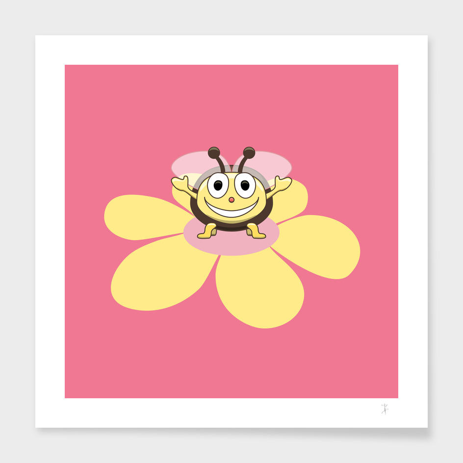 Happy Bee On Flower