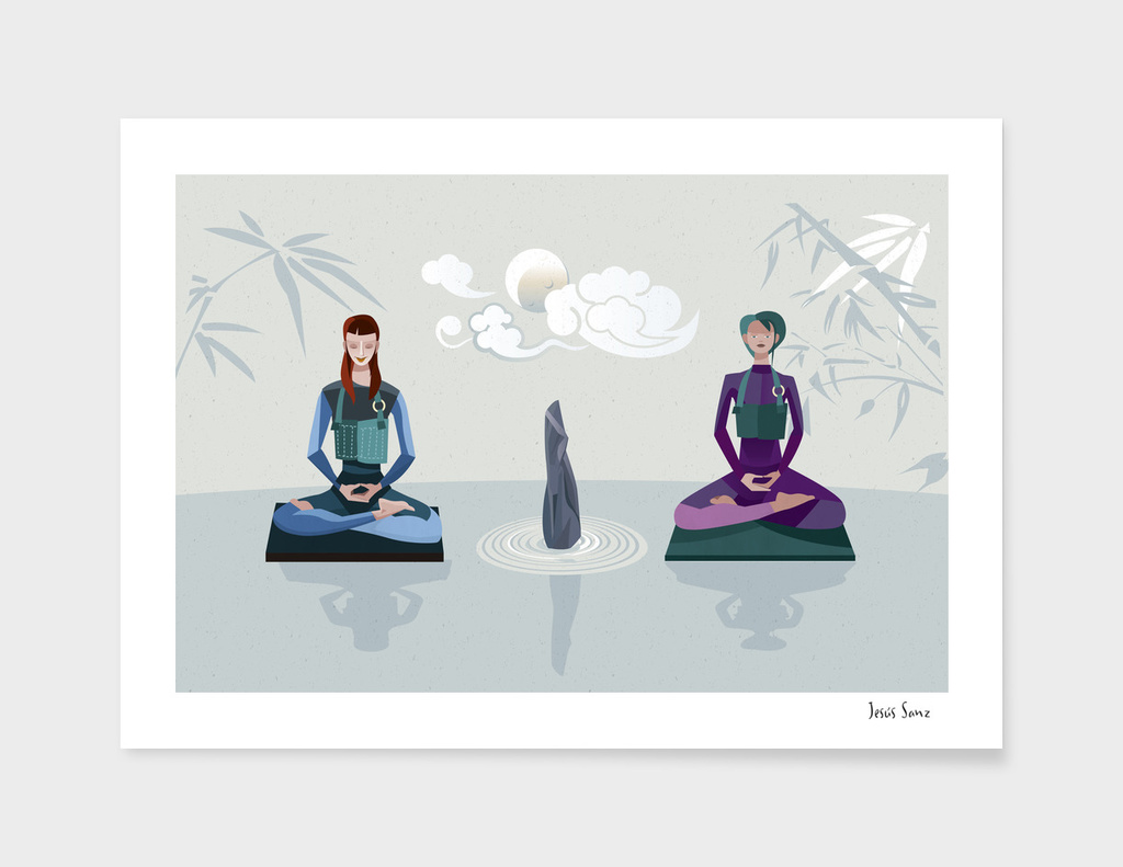 Two Girls Meditating