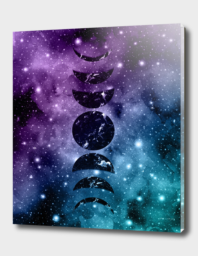 Purple Teal Galaxy Nebula Dream Moon Phases #1 #decor #art