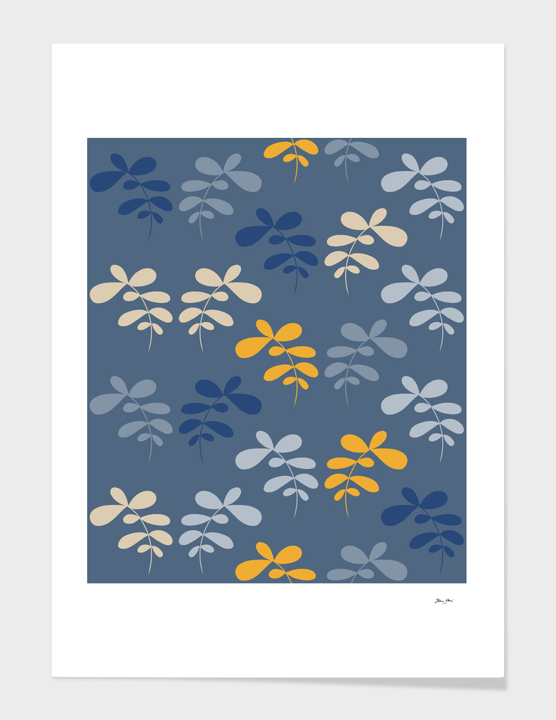 The Shapes of Nature Patter 5 Muted blue and Ochre